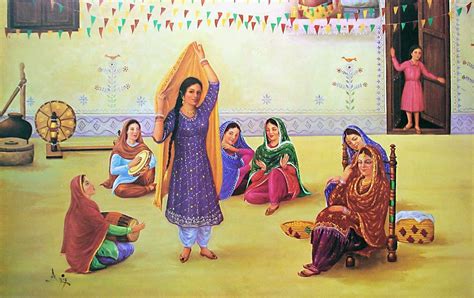 Punjabi Ladies Dancing And Singing In A Pre Wedding Ceremony