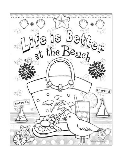 beach themed page  artist barbara ann kenneys coloring therapy