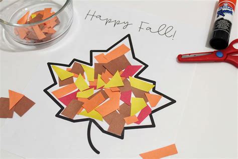 scrap paper fall leaf  printable  learning club