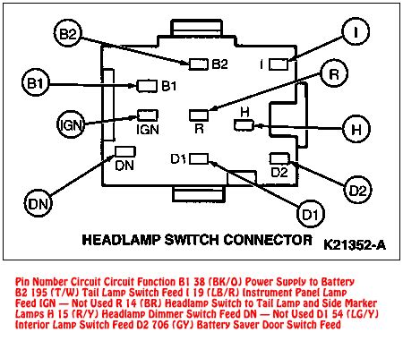 mustang headlight switch connector diagram