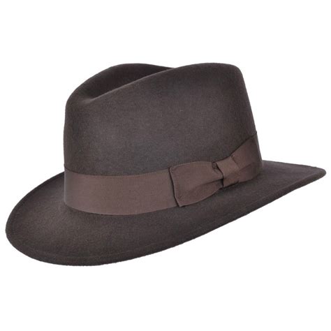 Mens Indiana Jones Style Fedora Crushable Trilby Hat With Wide Band 100