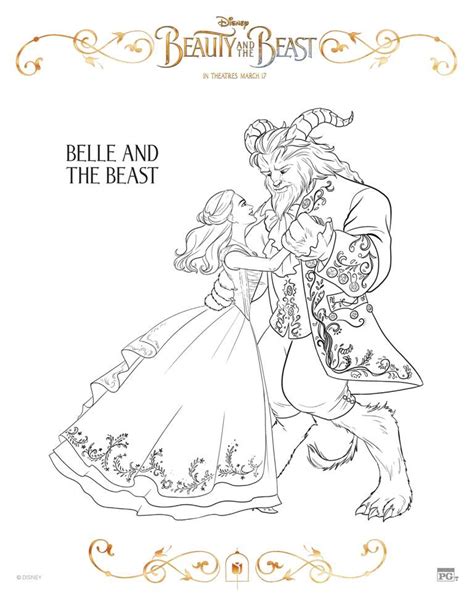 printable beauty   beast coloring pages  fairy tale life