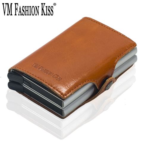 vm fashion kiss genuine leather rfid wallet double box credit cards