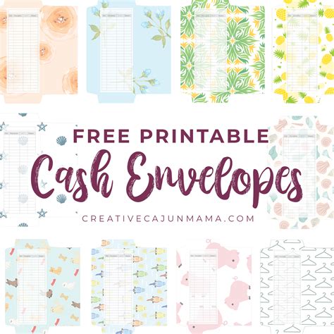 cash envelope printables printable templates