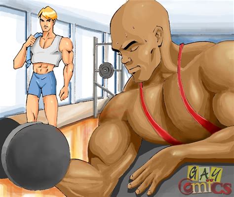 Muscular Guy Enjoying Anal Sex In Gym Center Cartoon