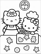 Kitty Hello Pages Coloring Her Mother Bake Cakes Learning Make Printable Color sketch template