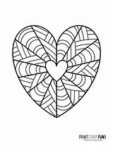 Heart Color Coloring Pages Shape Starburst Valentine Print Valentines Printables sketch template