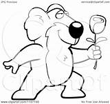 Koala Rose Cartoon Coloring Presenting Romantic Clipart Thoman Cory Outlined Vector 2021 sketch template