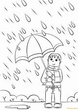 Boy Rain Coloring Online Pages Color sketch template