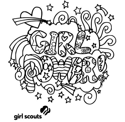 girl power girl scouts coloring page  printable coloring pages