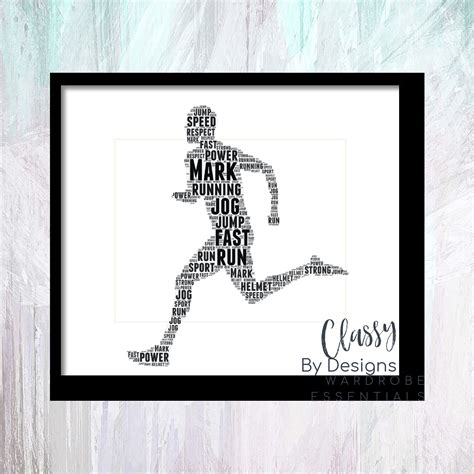 Personalised Word Art Runner Sport Unique T For Him Her Etsy