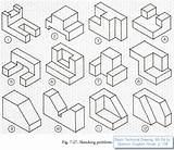 Isometric Drawing Exercises Sketching Orthographic Engineering Pdf Technical Worksheets Practice Examples Dimensioning Oblique Shapes 3d Drawings Google Cube Projection Basic sketch template