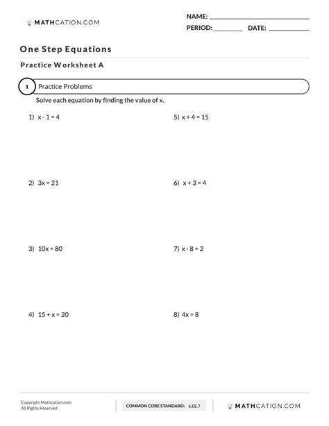 solving  step equations worksheet examples explanation