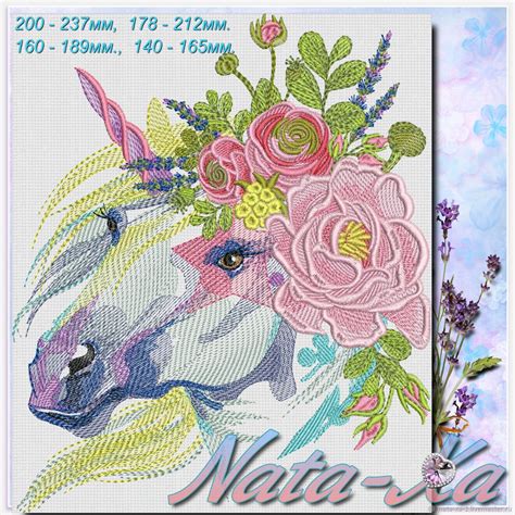 unicorn design  machine embroidery kupit na yarmarke masterov