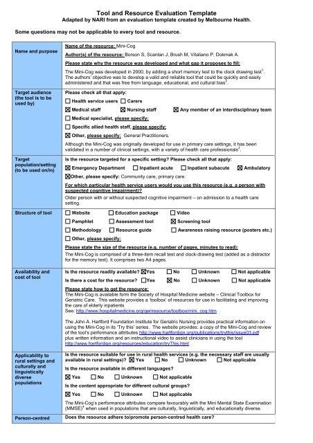 mini  tool  resource evaluation template department