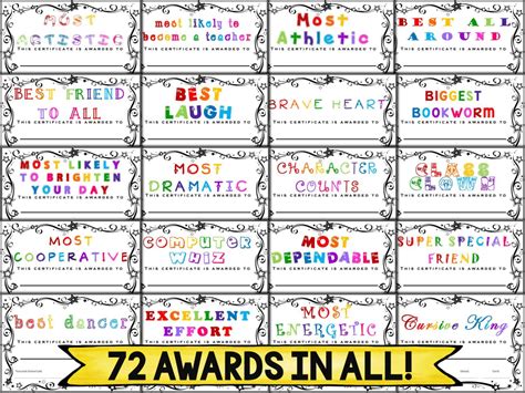 editable   year awards   student preschool award