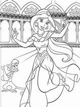 Aladdin Colouring Jasmine Colorear sketch template