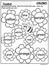 Flower Worksheet Colors Worksheets Color Words Preschool sketch template