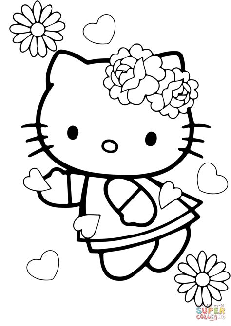 kitty heart coloring coloring pages