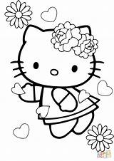 Coloring Kitty Hello Pages Valentines Valentine Printable Print Nerd Color Drawing Supercoloring Book Cartoon Anime Crafts Puzzle Flower sketch template