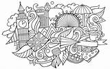 Mano Londra Doodles Londres Elementi Divertente Animati Disegnati Cartoni Fideos Divertido Dibujados Iscrizione Scarabocchi Inglaterra sketch template