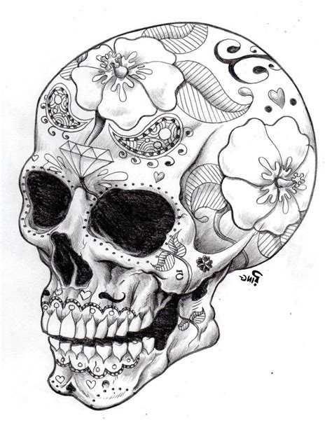 day   dead skull drawing  getdrawings