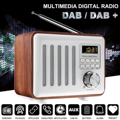 dab dab fm portable lcd radio bluetooth mah aux usb tf mp hands  alarm digital radio