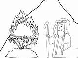Coloring Bush Burning Moses Exodus Pages Bible Popular Kids sketch template