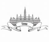 Vienna Landmark Rathaus Building Capitals Illustrations sketch template