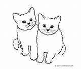 Cats Two Coloring Cat Pages Clipart Cute Kittens Little Kitty Clip Drawing Kids Drawings Cliparts Printable Animal Family Dog Read sketch template