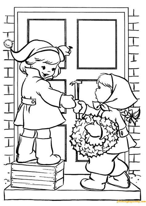 christmas door coloring pages coloring pages