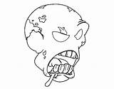 Zombie Head Coloring Coloringcrew sketch template