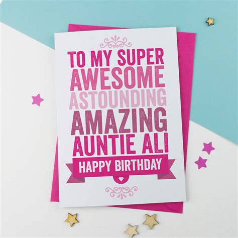 personalised birthday card for auntie aunt aunty by a is for