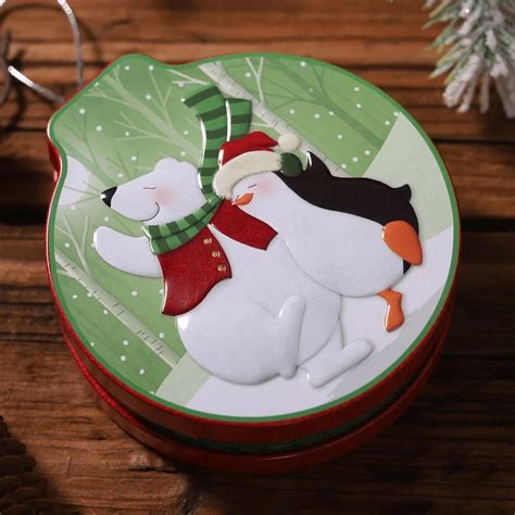 kerst relief blik lege blikjes met lanyard snoep gift opslag container decoratieve doosopslag