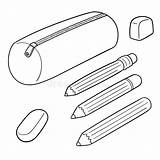 Pencil Case Cartoon Illustration Vector Set Doodle Drawn Hand Clipart Dreamstime Illustrations Vectors Stock sketch template