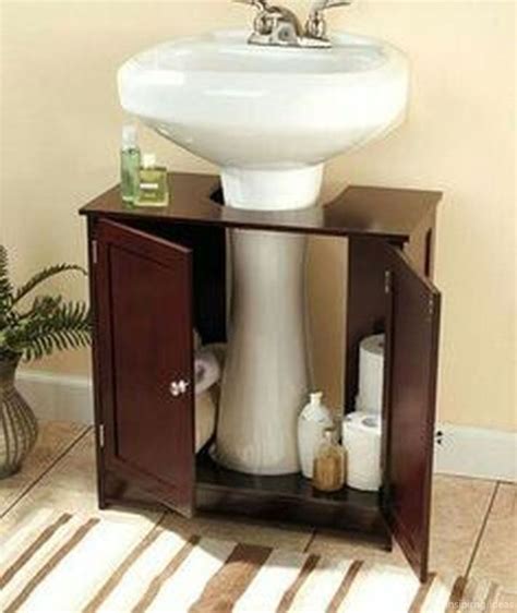 pin  delmora decor  furniture   pedestal sink storage small bathroom storage
