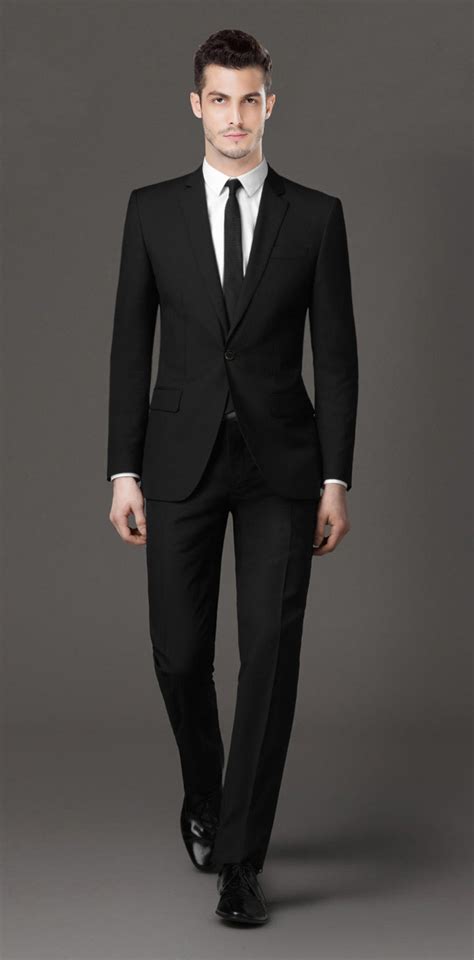 2016 korea style men s one two button black solid suits man slim fit
