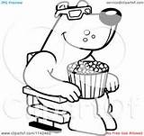 Movie Popcorn Theater Coloring Bear 3d Clipart Watching Eating Pages Cartoon Thoman Cory Happy Outlined Vector Choose Board 2021 sketch template
