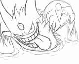 Gengar Pokemon Mega Coloring Pages Sketch Drawing Easy Print Line Cartoons Weasyl Kids sketch template