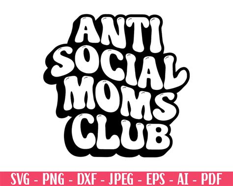 anti social moms club svg mom svg mom life svg mother s etsy
