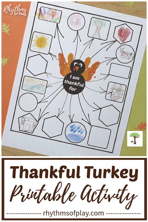 thankful turkey printable thanksgiving gratitude activty rhythms  play