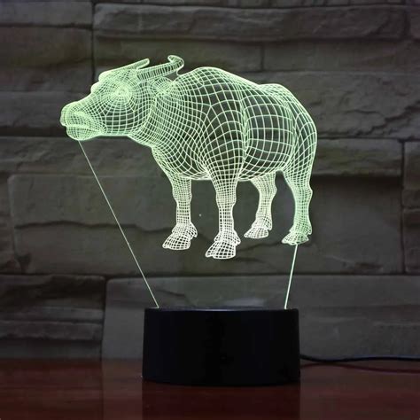 led lamp  visual night light color changing table lampen buffalo shape  year gift acrylic