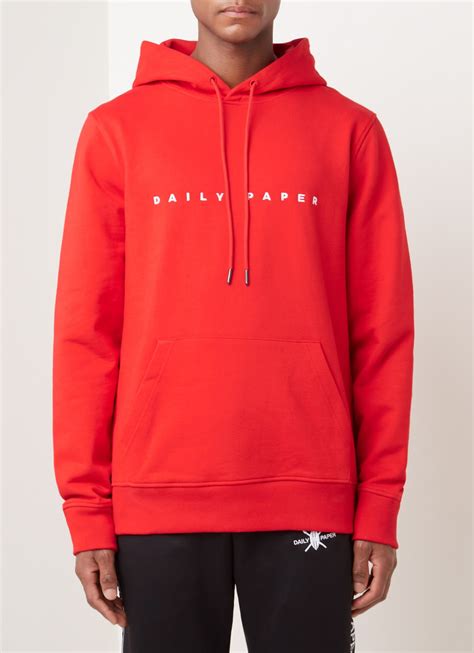 daily paper elias hoodie met logoborduring rood debijenkorfbe
