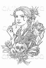 Coloring Pages Addams Family Printable Halloween Wednesday Girl Colouring Adult Macabre Skull Girls Flowers Line Etsy sketch template
