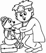 Coloring Pages Kids Office Bear Doctor Doctors sketch template