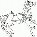 Printable Coloring Horse Pages Horses Knight Carousel sketch template