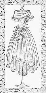 Coloring Vintage Pages Dress Dresses Printable Adult Colouring Book Form Sheets Mannequins Patterns Fashion Designs Sheet Victorian sketch template