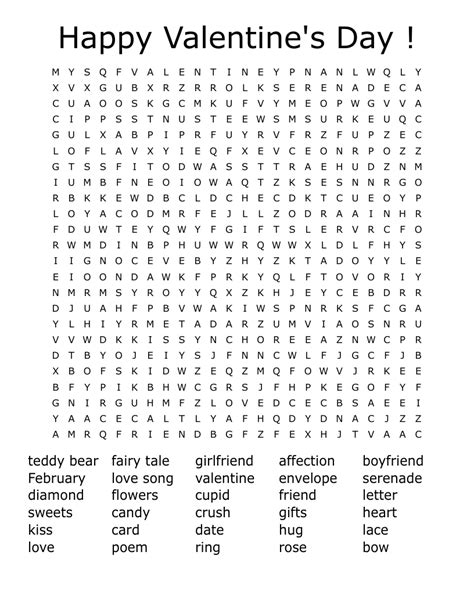 valentine word search printable   valentines day  update