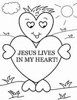 Sunday Coloring School Pages Printable Heart Jesus Lives sketch template