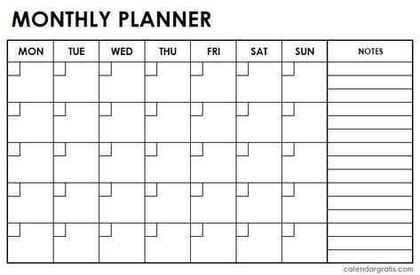 pin  blank month calendar